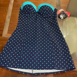 Spanx Tankini Polka dot Top NWT 6